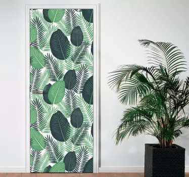 Vinilo para puerta plantas verdes - TenVinilo