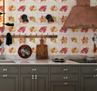 Vinilos azulejos cocina collage de frutas - TenVinilo