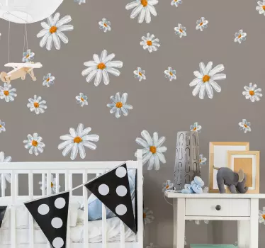 Vinilo infantil vintage de flores margaritas - TenVinilo
