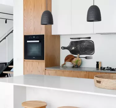 Vinilo pizarra cocina diseño tabla cortar - TenVinilo