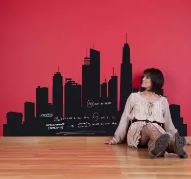 Vinilo pizarra skyline ciudad - TenVinilo