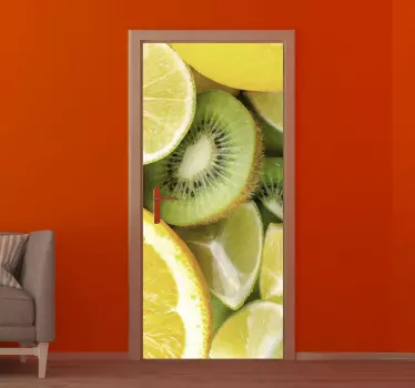 Vinilo puerta kiwi, limón y naranja - TenVinilo