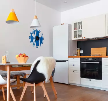 Reloj adhesivo pared cubiertos de cocina - TenVinilo