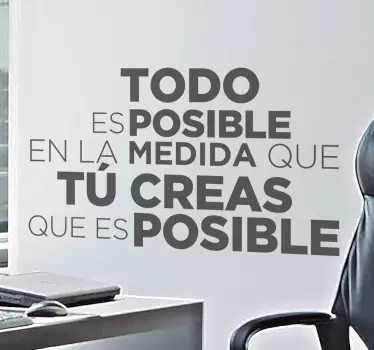 Vinilo pared frase motivadora todo es posible - TenVinilo