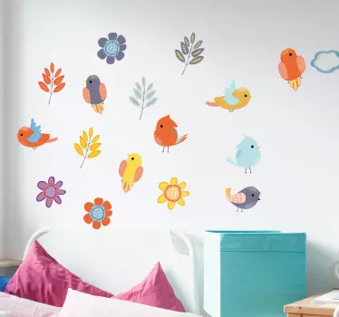 Vinilos infantiles de pájaros coloridos  - TenVinilo