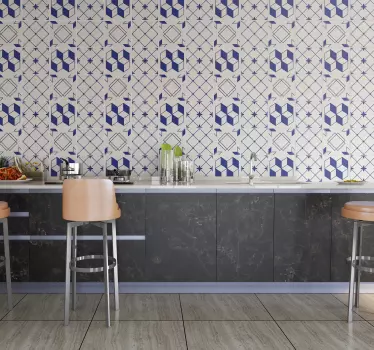 Azulejos vinílicos azules formas geométricas - TenVinilo