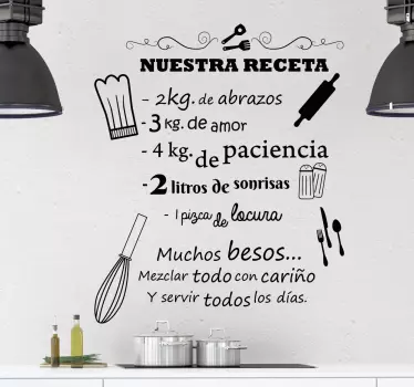 Vinilo decorativo pared cocina nuestra receta - TenVinilo