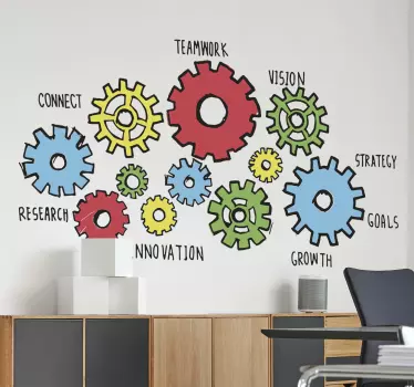 Vinilos pared frase motivadora conceptos engranaje - TenVinilo