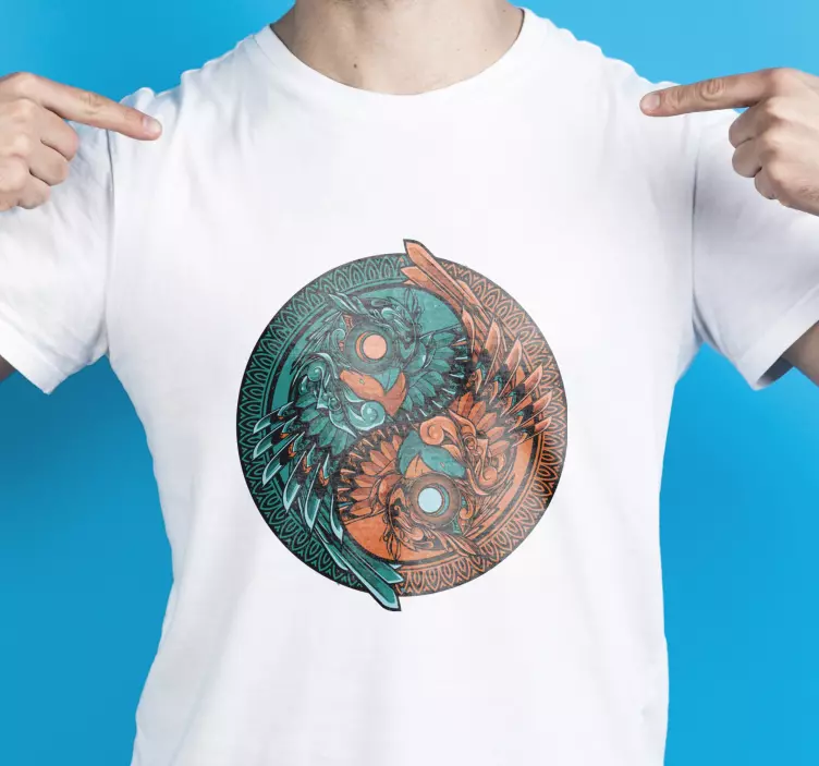 Yin yang búho ilustración camiseta personalizada - TenVinilo