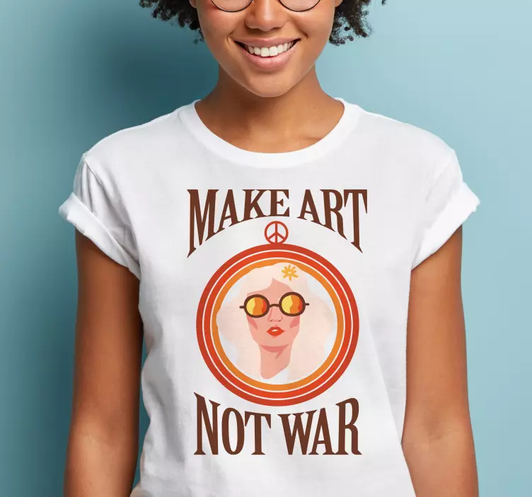Camiseta con frase Haz arte no la guerra - TenVinilo