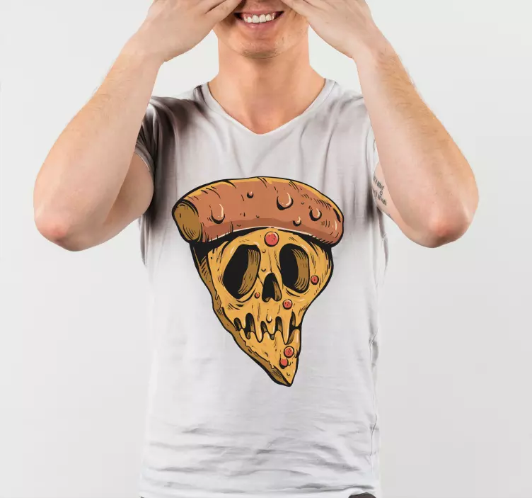 Camiseta gráfico de pizza con calavera - TenVinilo