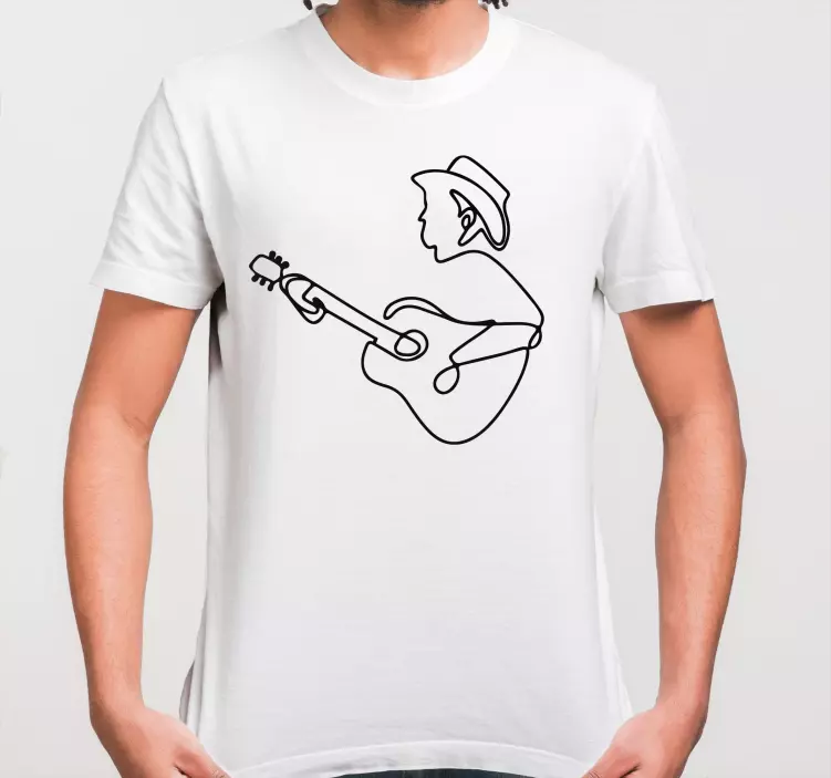 Camiseta guitarrista de linea continua - TenVinilo