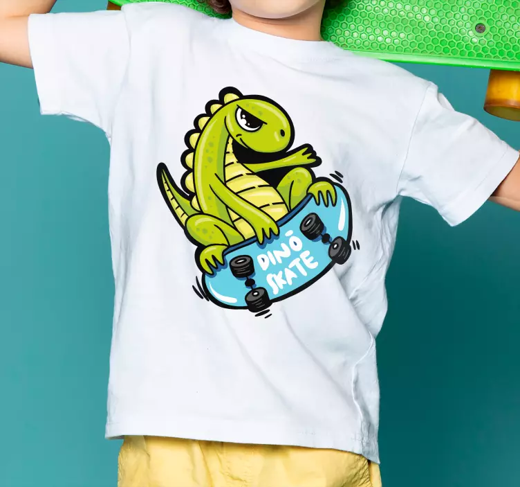 Camiseta infantil bebé dinosaurio patinando - TenVinilo