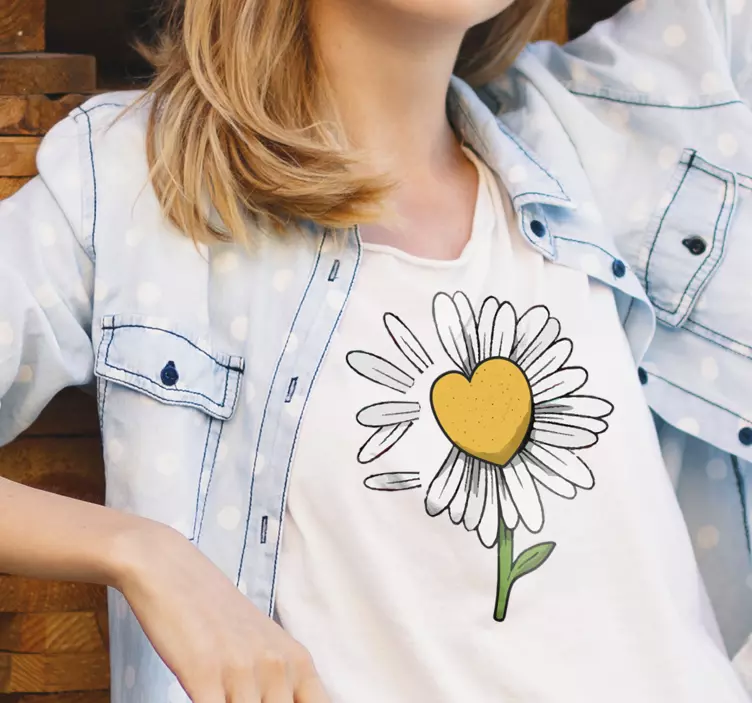 Camiseta infantil corazón flor margarita - TenVinilo