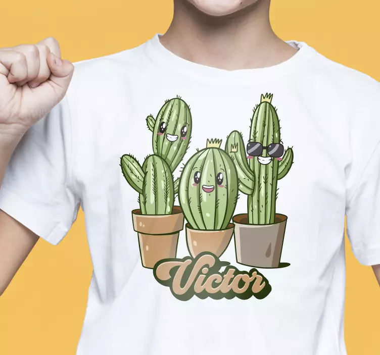 Camiseta infantil familia de cactus personalizada - TenVinilo