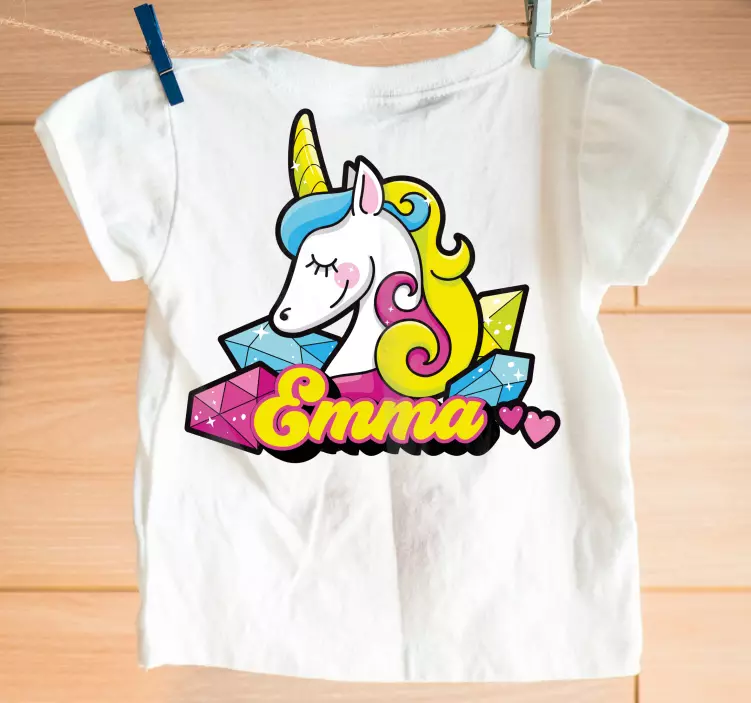 Camiseta infantil unicornio colorido con nombre - TenVinilo