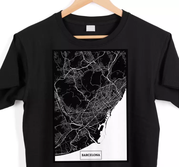 Camiseta con mapa topográfico de Barcelona - TenVinilo