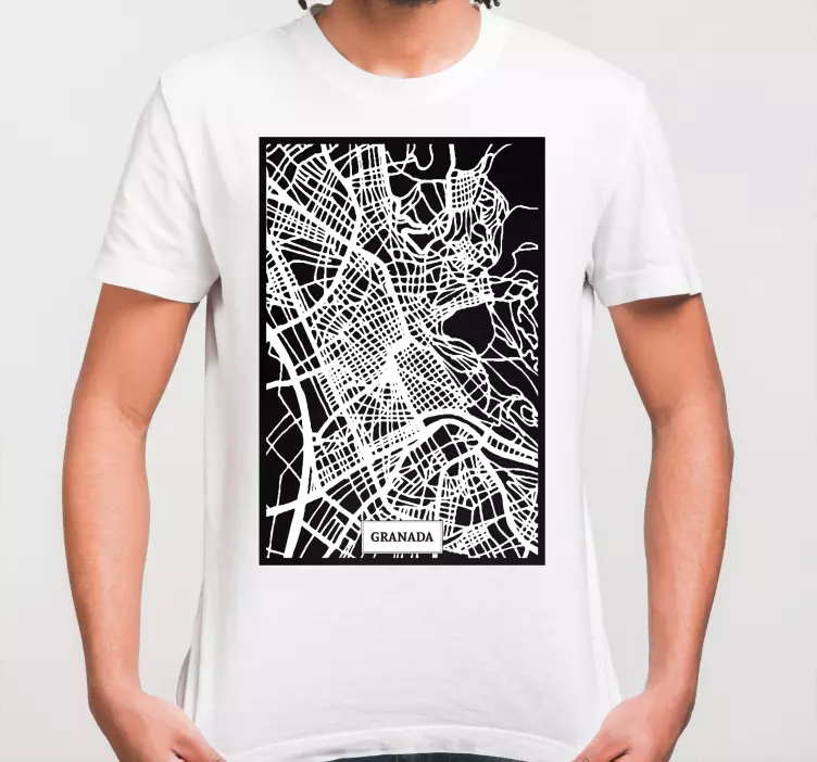 Camiseta con el mapa topográfico Granada - TenVinilo