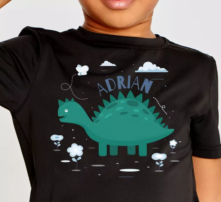 Camiseta infantil Dinosaurio con nombre personalizado - TenVinilo