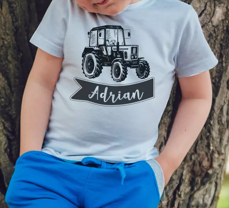 Camiseta infantil Tractor genial con nombre - TenVinilo