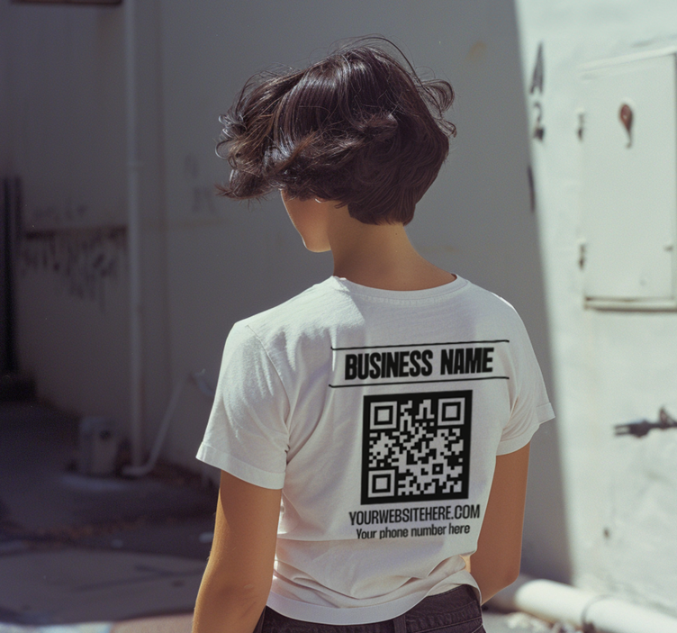 Camiseta nombre comercial y código qr - TenVinilo
