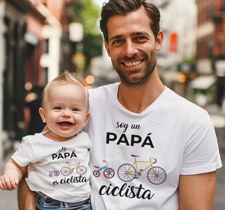 Camiseta padre e hijo soy un papá ciclista - TenVinilo