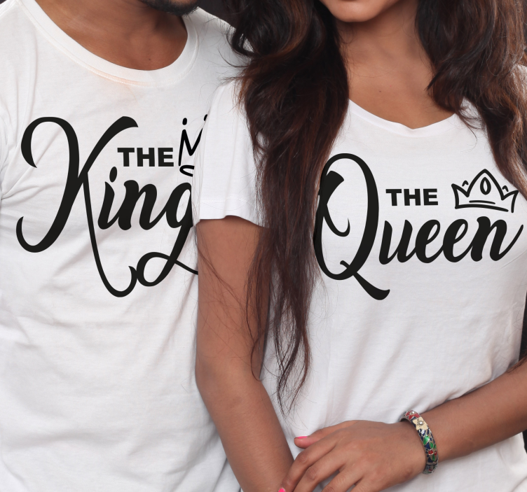 Camisetas parejas rey y reina con coronas - TenVinilo