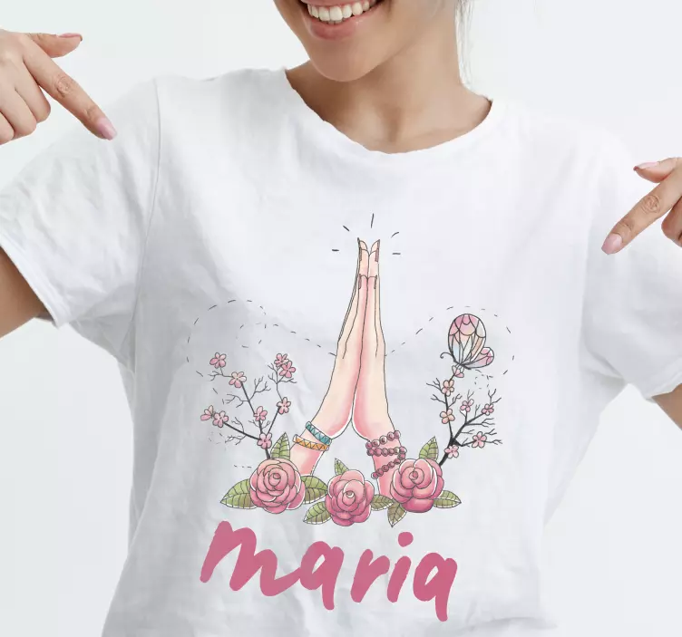 Camiseta personalizada rosa mandala con nombre - TenVinilo