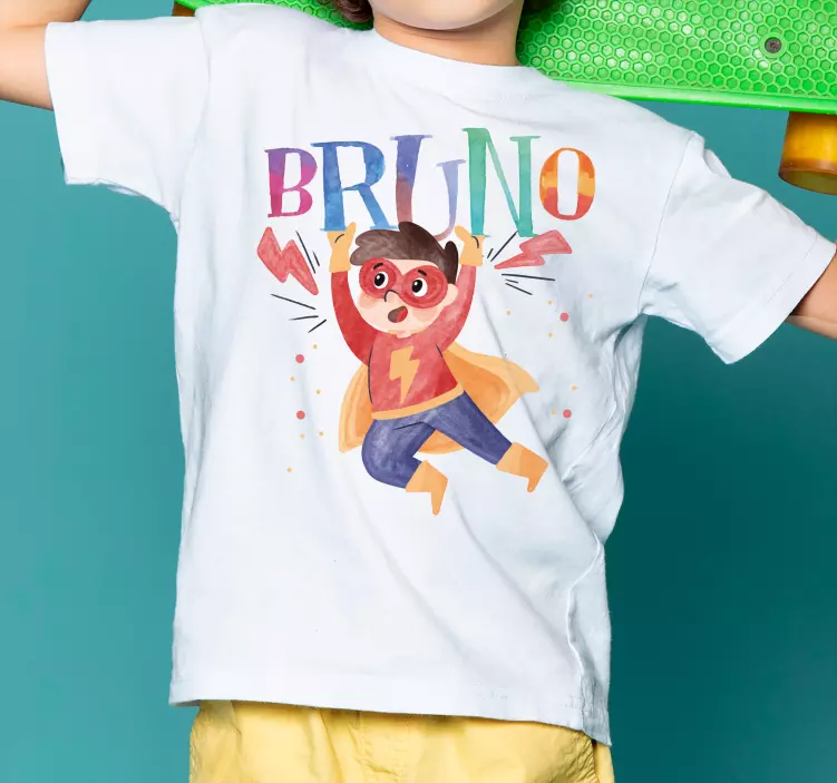 Camisetas con nombre Súper niño acuarela - TenVinilo