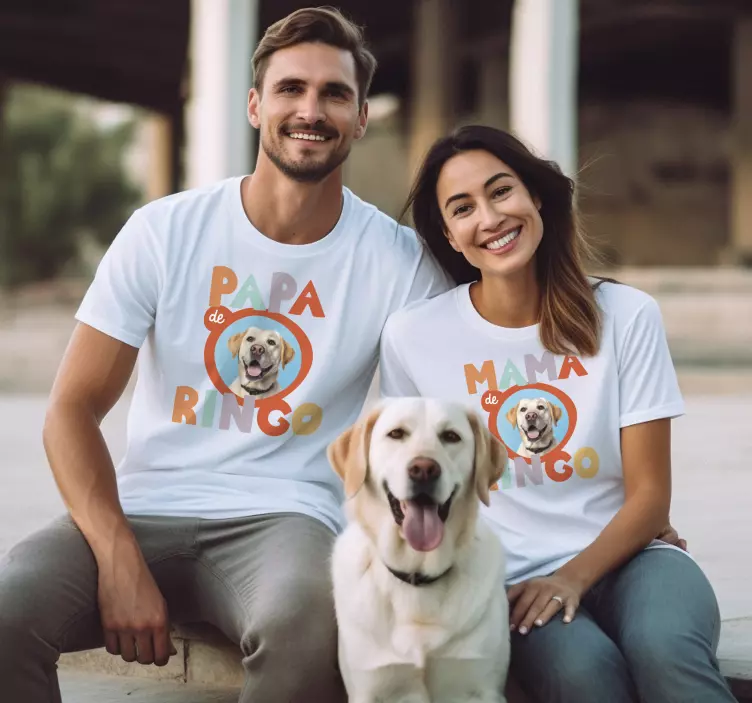 Camisetas parejas "Papá Mama" de mascota - TenVinilo