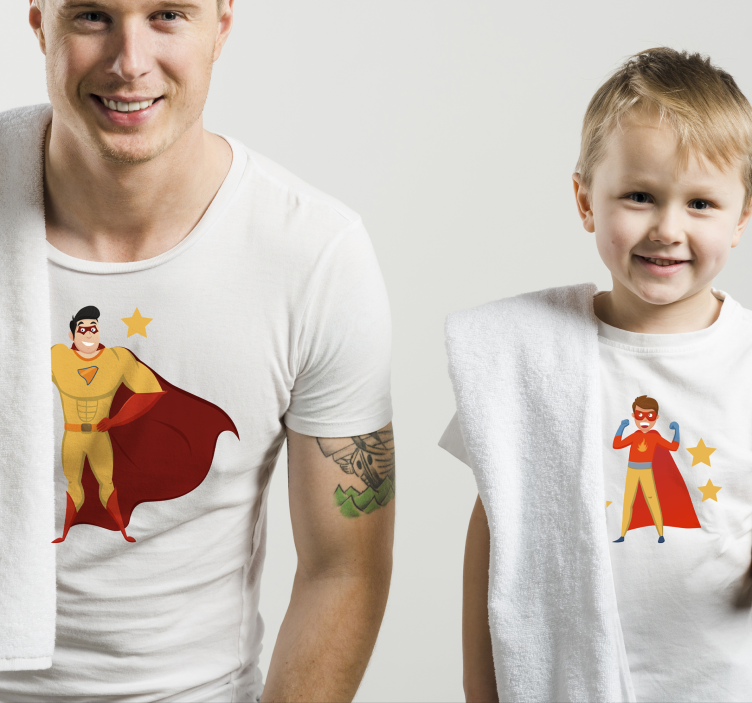 Camisetas padre e hijo diseño de superhéroes - TenVinilo