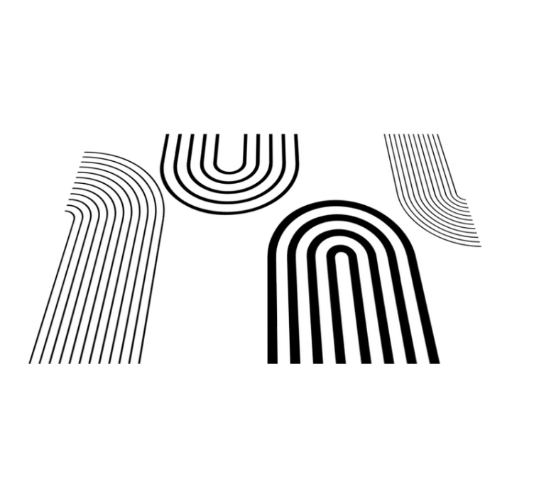 Alfombra vinílica blanca finos arcos negros minimalistas - TenVinilo