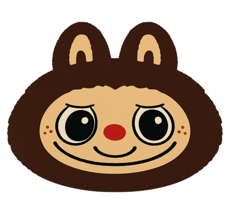 Alfombra vinílica infantil diseño de labubu marrón - TenVinilo