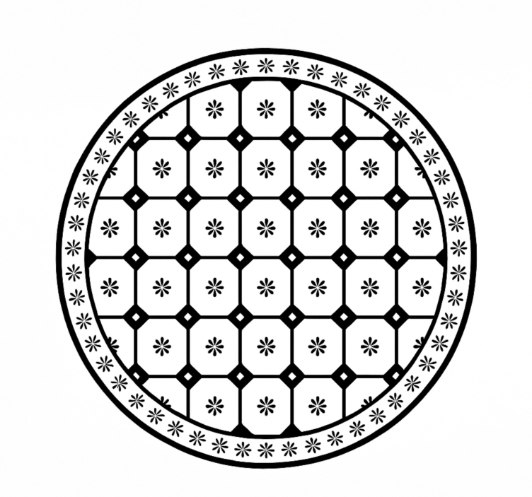 Alfombra vinílica comedor patrón de mosaico en blanco y negro - TenVinilo