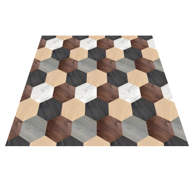 Alfombra vinilo cocina hexágonos de madera mixta - TenVinilo