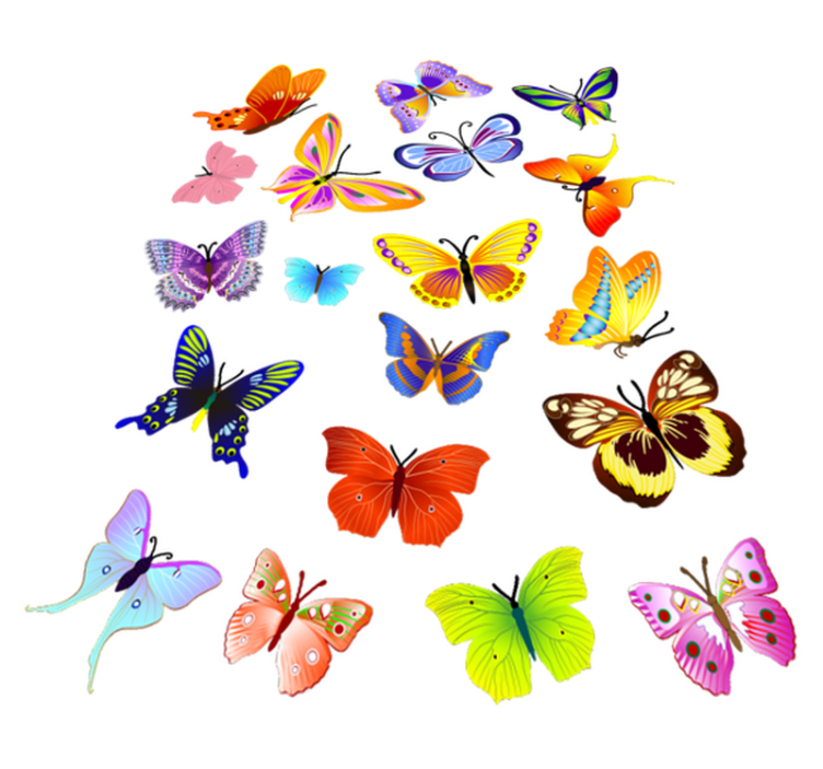 Alfombra vinílica animales mariposas voladoras multicolor - TenVinilo