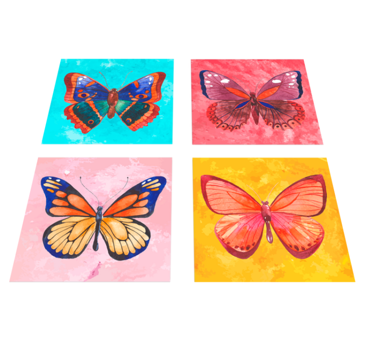 Alfombra vinílica animales azulejos mariposas multicolores - TenVinilo