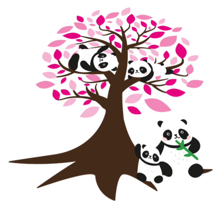 Alfombra vinílica animales árbol con pandas - TenVinilo