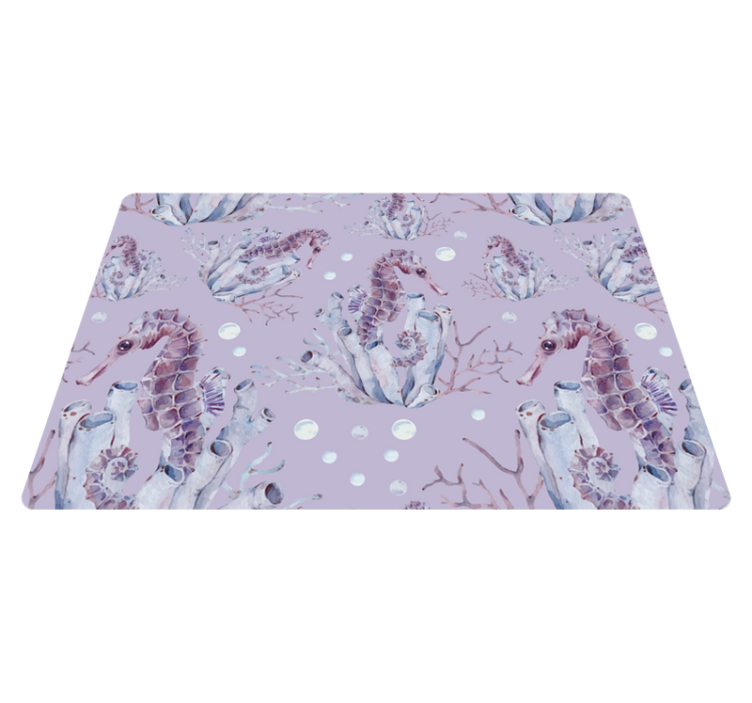 Alfombra vinílica animales caballito de mar acuarela - TenVinilo
