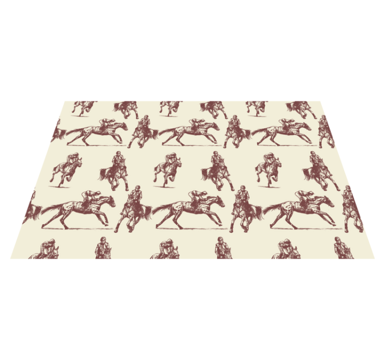 Alfombra vinílica animales patrón de caballos beige y marrón - TenVinilo