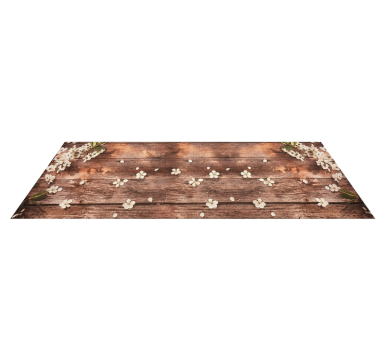Alfombra vinilo cocina madera floral - TenVinilo
