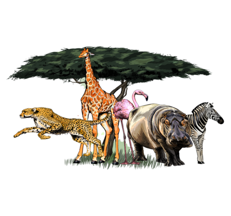 Alfombra vinílica animales safari de la familia jirafa - TenVinilo