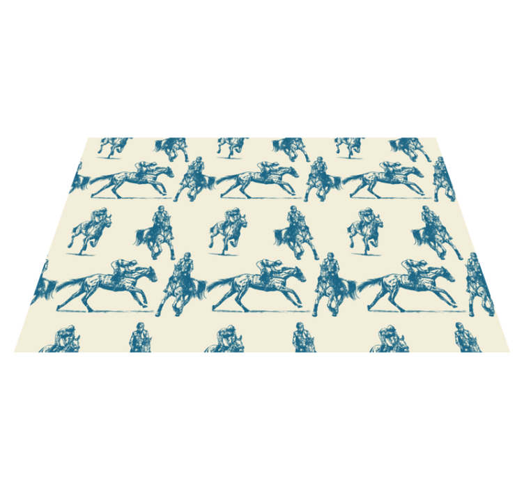 Alfombra vinílica animales caballo azul y beige - TenVinilo