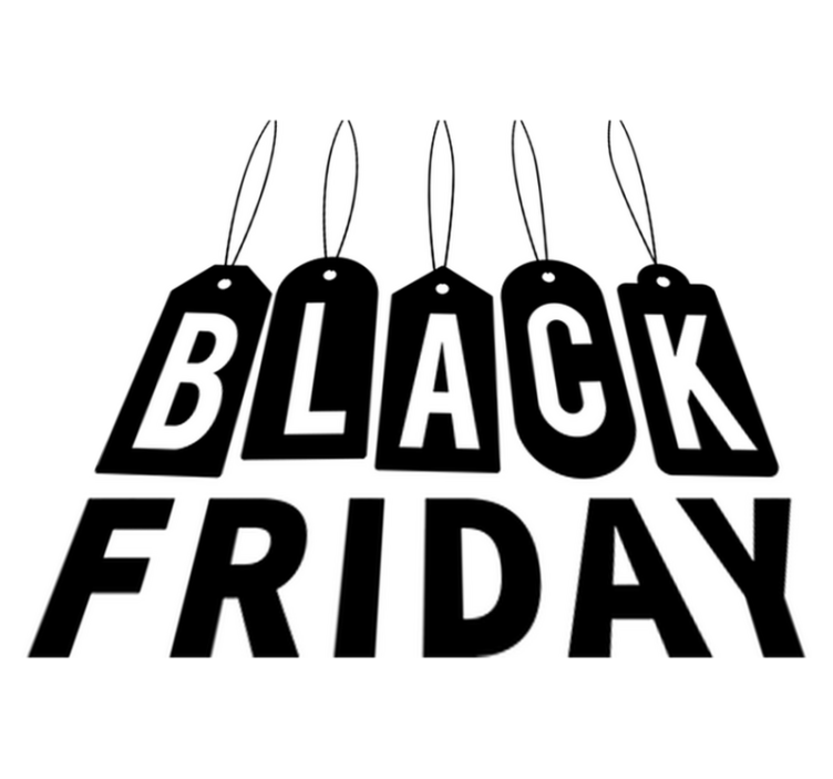 Alfombra vinílica black friday texto en blanco y negro - TenVinilo