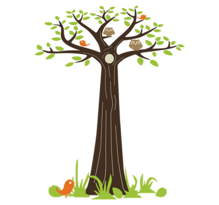 Alfombra vinílica flores búhos y árboles - TenVinilo