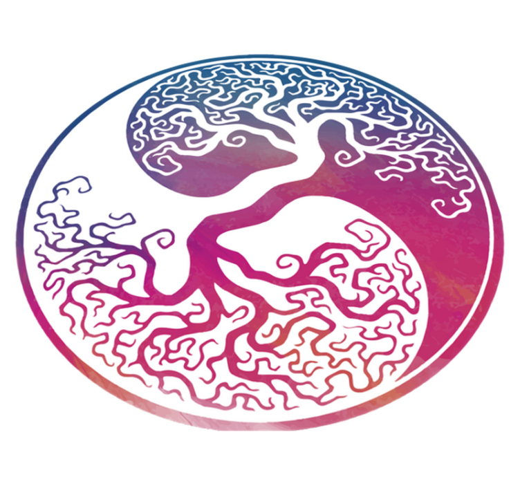 Alfombra vinílica flores árbol de la vida yin yang - TenVinilo