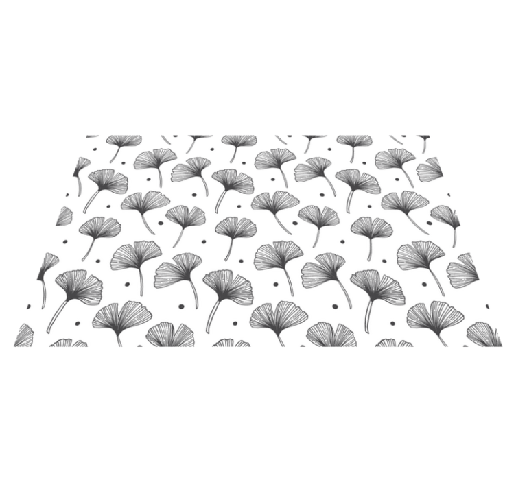 Alfombra vinílica flores hojas de ginkgo blancas - TenVinilo