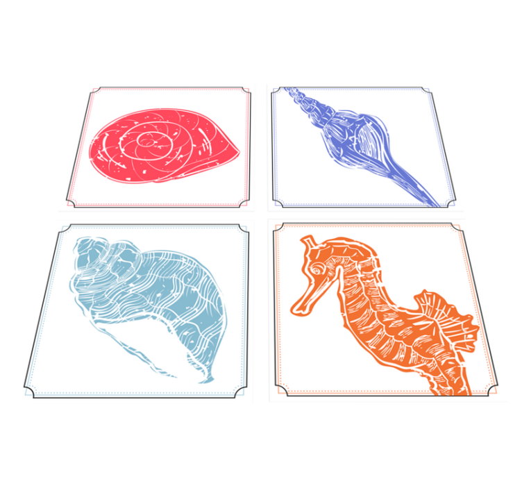 Alfombra vinílica flores motivos de vida marina - TenVinilo