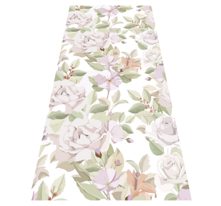 Alfombra vinílica flores patrón floral elegante - TenVinilo