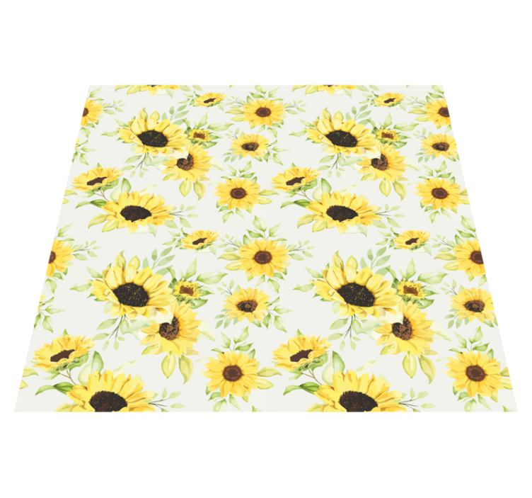 Alfombra vinílica flores girasoles acuarelados - TenVinilo